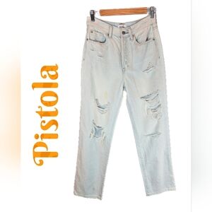 Pistola Cassie Super High Rise Straight Leg Jeans Sz 26x29.5 Super Distressed